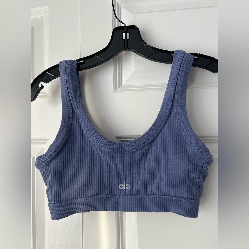 Alo yoga - ribbed bra - blue gray - size small